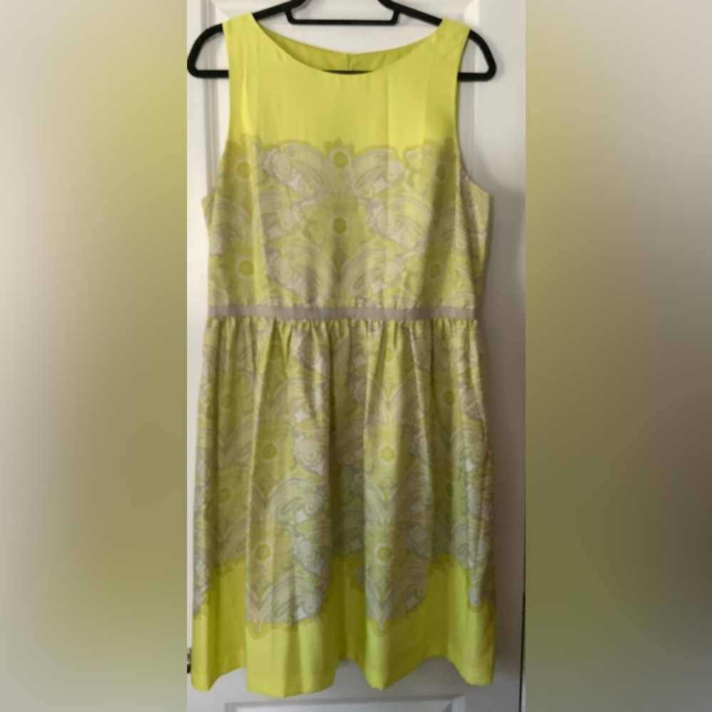 Paisley fit and flare neon green mini dress